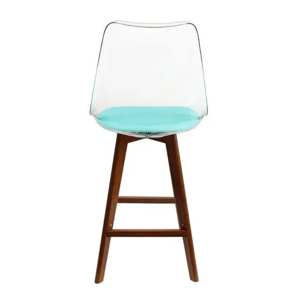 Clear Bar Stool with Seat Pad - Aqua