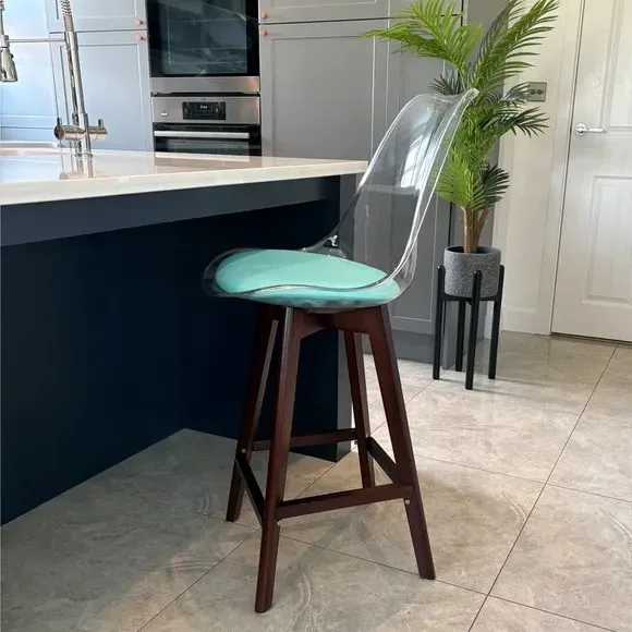 Clear Bar Stool with Seat Pad - Aqua image