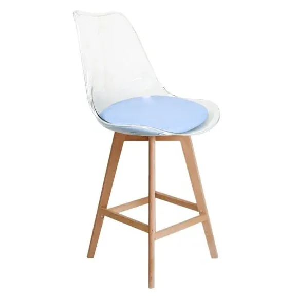Clear Bar Stool with Seat Pad - Blue