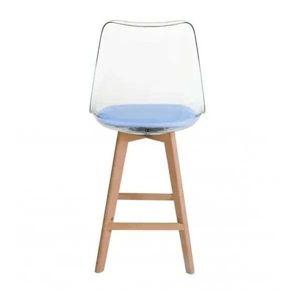 Clear Bar Stool with Seat Pad - Blue