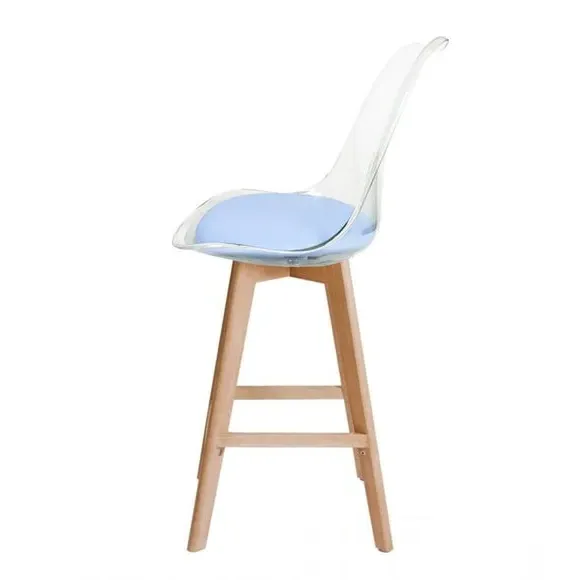 Clear Bar Stool with Seat Pad - Blue