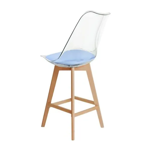 Clear Bar Stool with Seat Pad - Blue