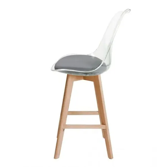 Clear Bar Stool with Seat Pad - Dark Grey