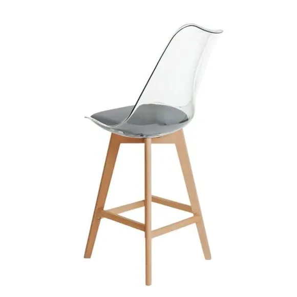 Clear Bar Stool with Seat Pad - Dark Grey