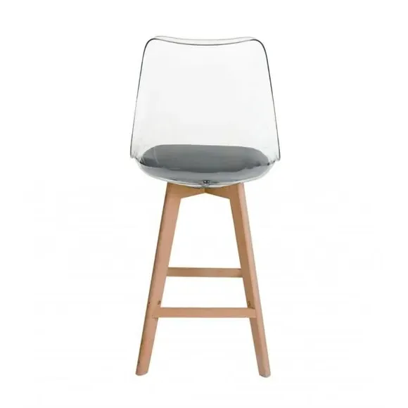 Clear Bar Stool with Seat Pad - Dark Grey