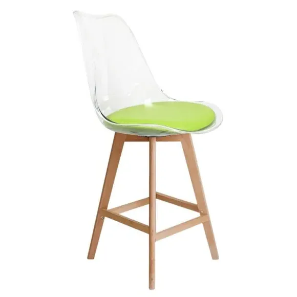 Clear Bar Stool with Seat Pad - Green