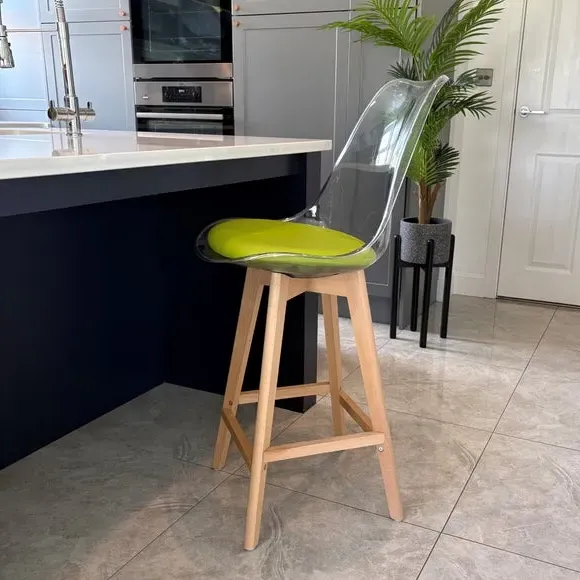 Clear Bar Stool with Seat Pad - Green