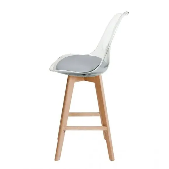 Clear Bar Stool with Seat Pad - Light Grey
