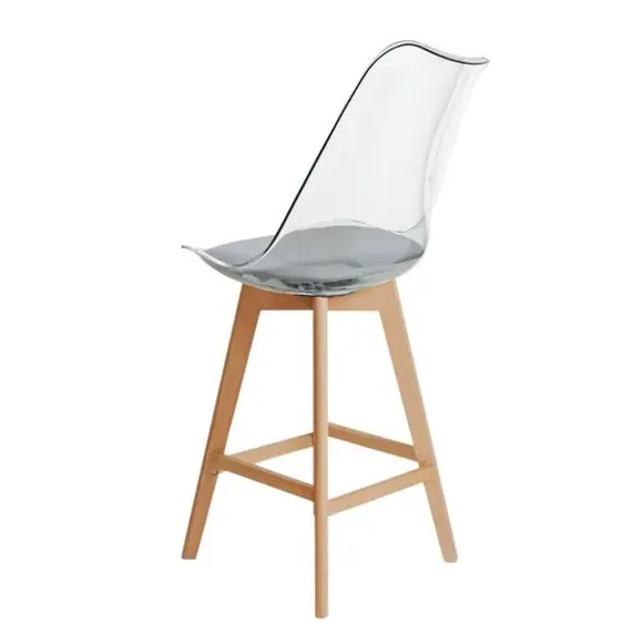 Clear Bar Stool with Seat Pad - Light Grey