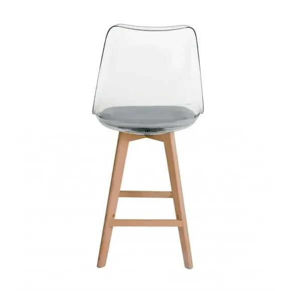 Clear Bar Stool with Seat Pad - Light Grey