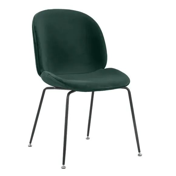 Dining Chair with Metal Legs - Dark Green, Velvet