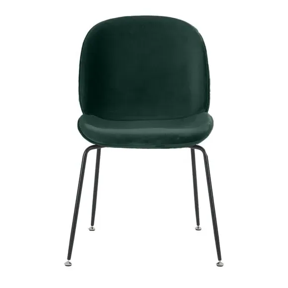 Dining Chair with Metal Legs - Dark Green, Velvet