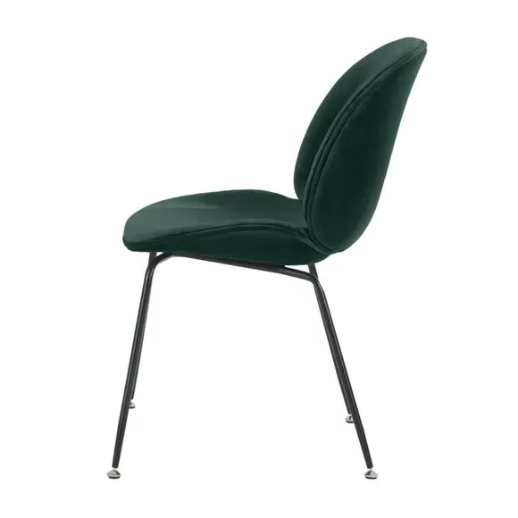 Dining Chair with Metal Legs - Dark Green, Velvet