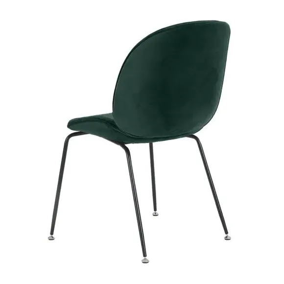 Dining Chair with Metal Legs - Dark Green, Velvet