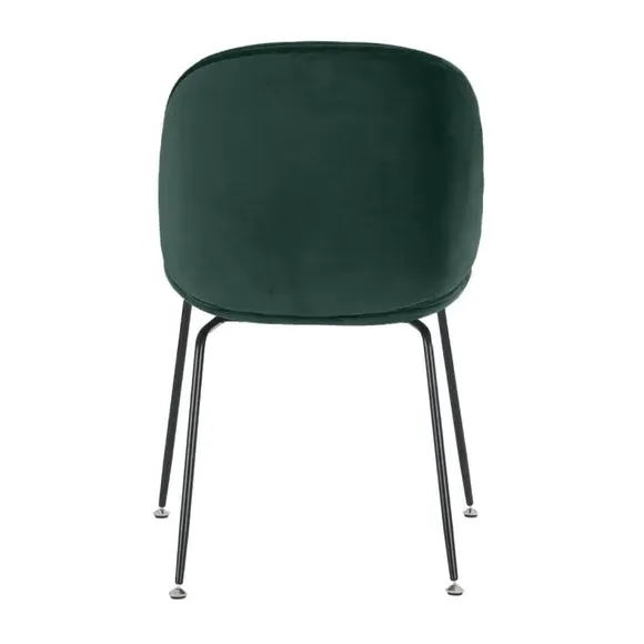 Dining Chair with Metal Legs - Dark Green, Velvet