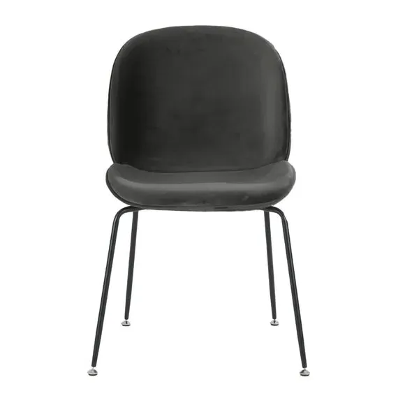 Dining Chair with Metal Legs - Dark Grey, Velvet