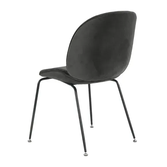 Dining Chair with Metal Legs - Dark Grey, Velvet