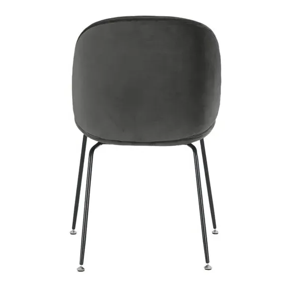 Dining Chair with Metal Legs - Dark Grey, Velvet