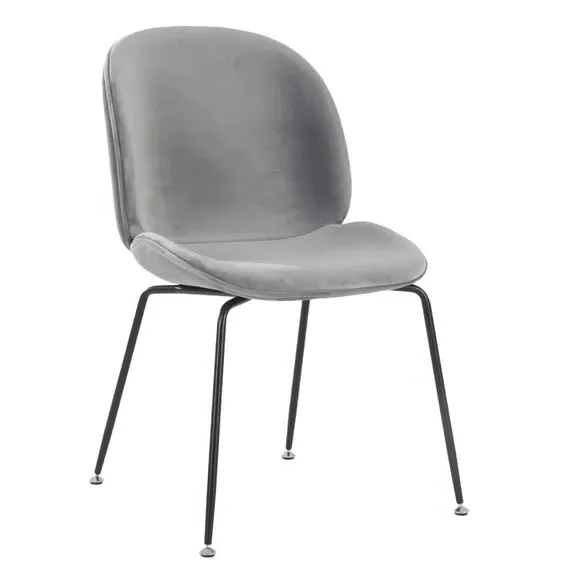 Dining Chair with Metal Legs - Light Grey, Velvet