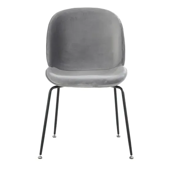 Dining Chair with Metal Legs - Light Grey, Velvet