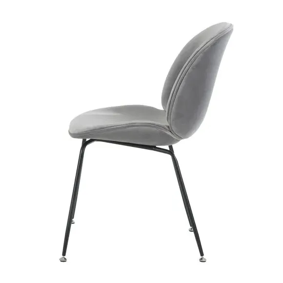 Dining Chair with Metal Legs - Light Grey, Velvet