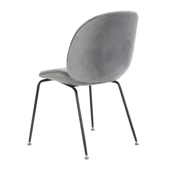 Dining Chair with Metal Legs - Light Grey, Velvet