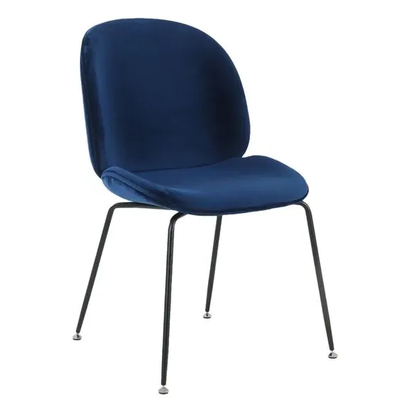 Dining Chair with Metal Legs - Navy, Velvet