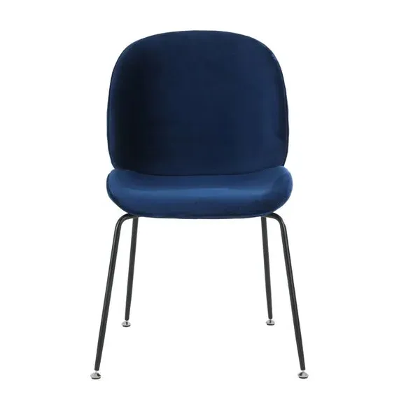 Dining Chair with Metal Legs - Navy, Velvet