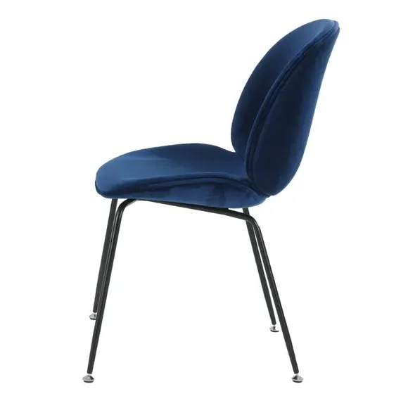 Dining Chair with Metal Legs - Navy, Velvet