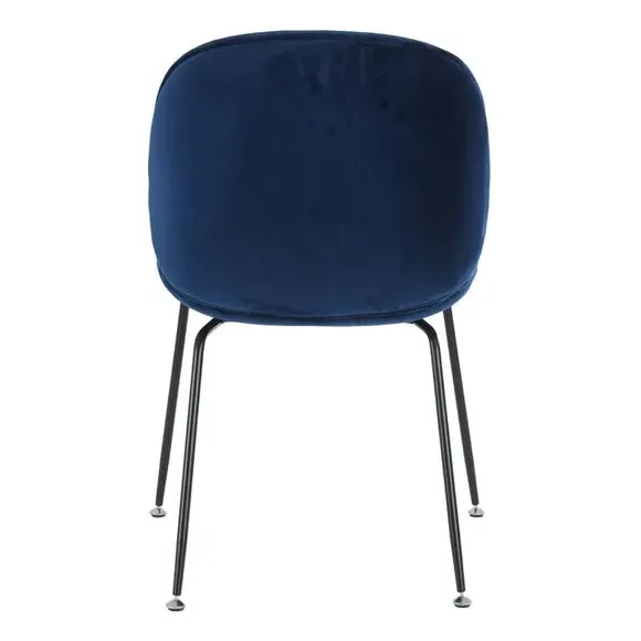 Dining Chair with Metal Legs - Navy, Velvet