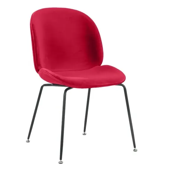 Dining Chair with Metal Legs - Red, Velvet
