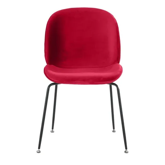 Dining Chair with Metal Legs - Red, Velvet