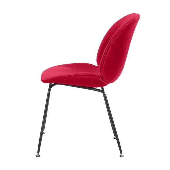 Dining Chair with Metal Legs - Red, Velvet