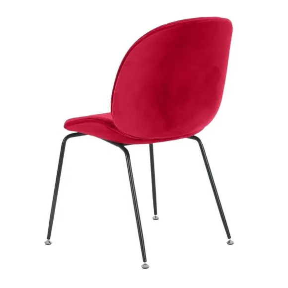 Dining Chair with Metal Legs - Red, Velvet