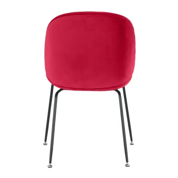 Dining Chair with Metal Legs - Red, Velvet