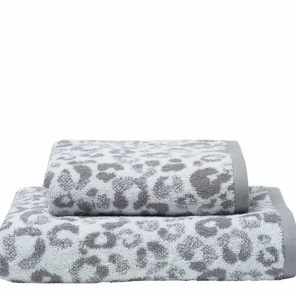 Animal Print Cotton Towel - Grey