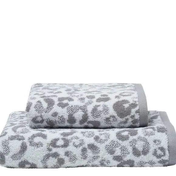 Animal Print Cotton Towel - Grey
