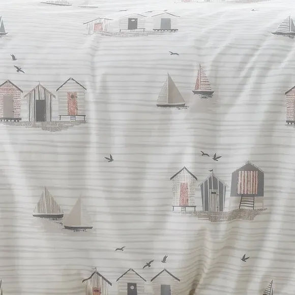Beach Huts Duvet Cover Set - Natural, Polycotton