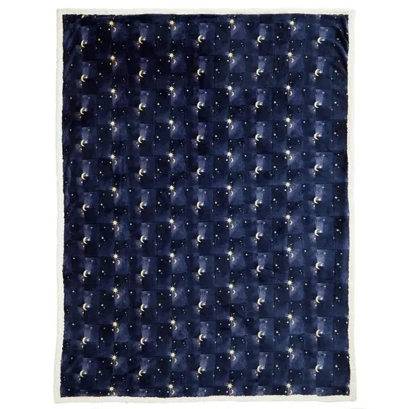 Cosmic Star Throw Blanket - Navy, Fleece