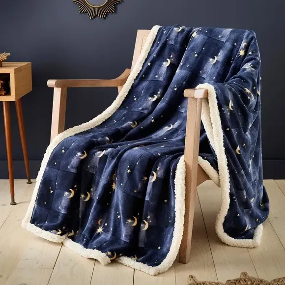 Cosmic Star Throw Blanket - Navy, Fleece image