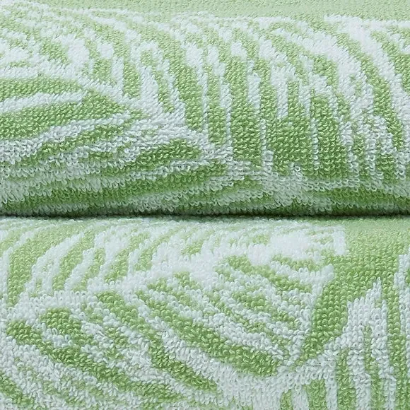 Cotton Towel with Botanical Design - Green