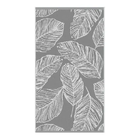 Cotton Towel with Botanical Design - Grey