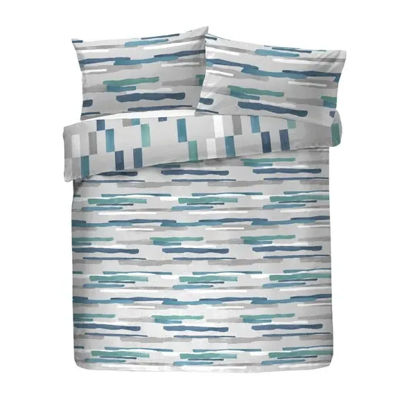 Duvet Cover Set with Abstract Print - Teal