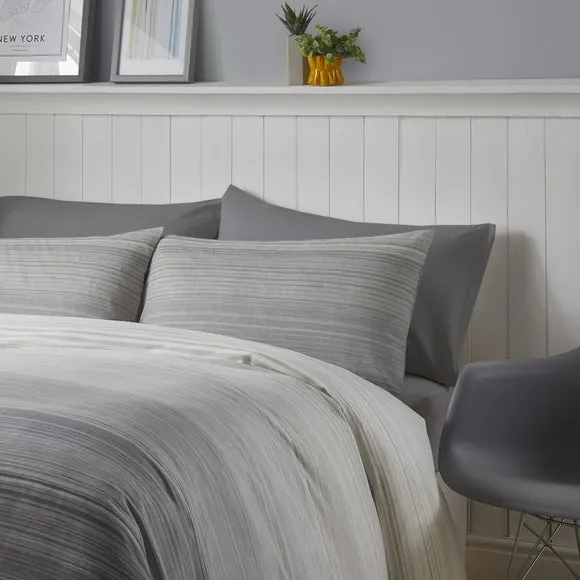 Duvet Cover Set with Ombre Stripes - Charcoal