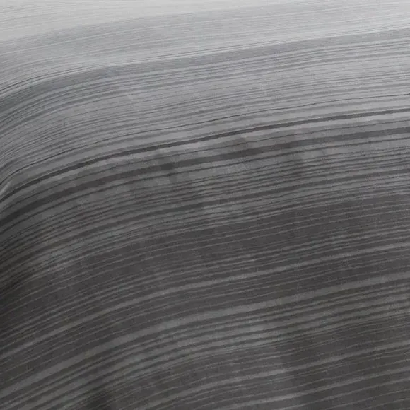 Duvet Cover Set with Ombre Stripes - Charcoal