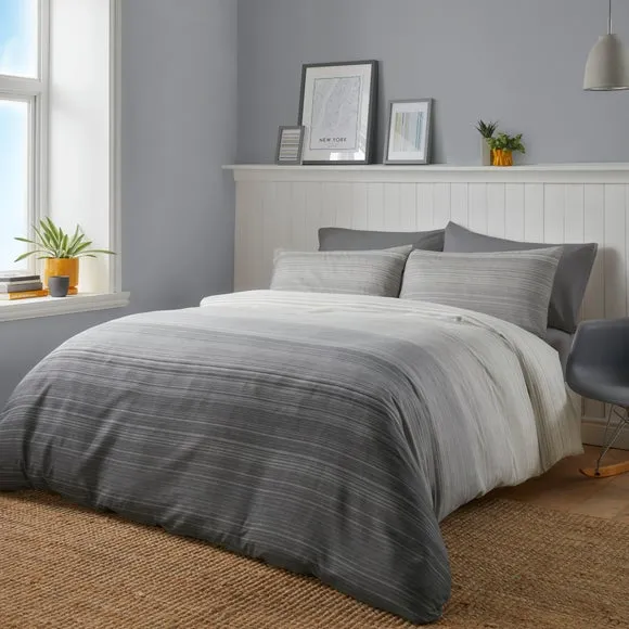 Duvet Cover Set with Ombre Stripes - Charcoal image