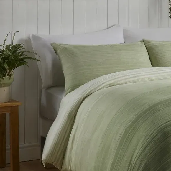 Duvet Cover Set with Ombre Stripes - Green