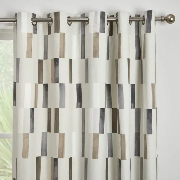 Eyelet Curtains with Lining - Natural, Cotton image
