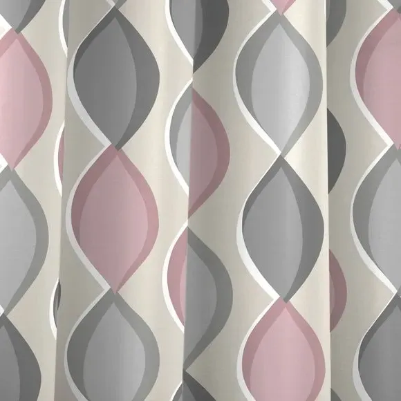 Eyelet Curtains with Ogee Pattern - Blush, Cotton