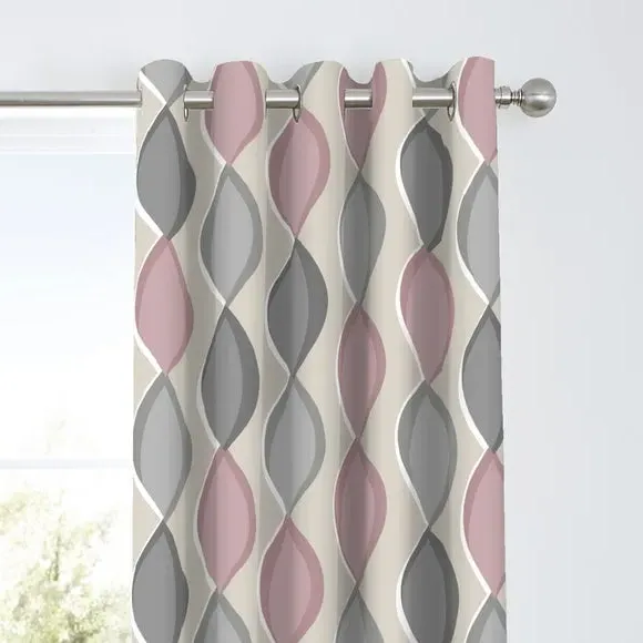 Eyelet Curtains with Ogee Pattern - Blush, Cotton image